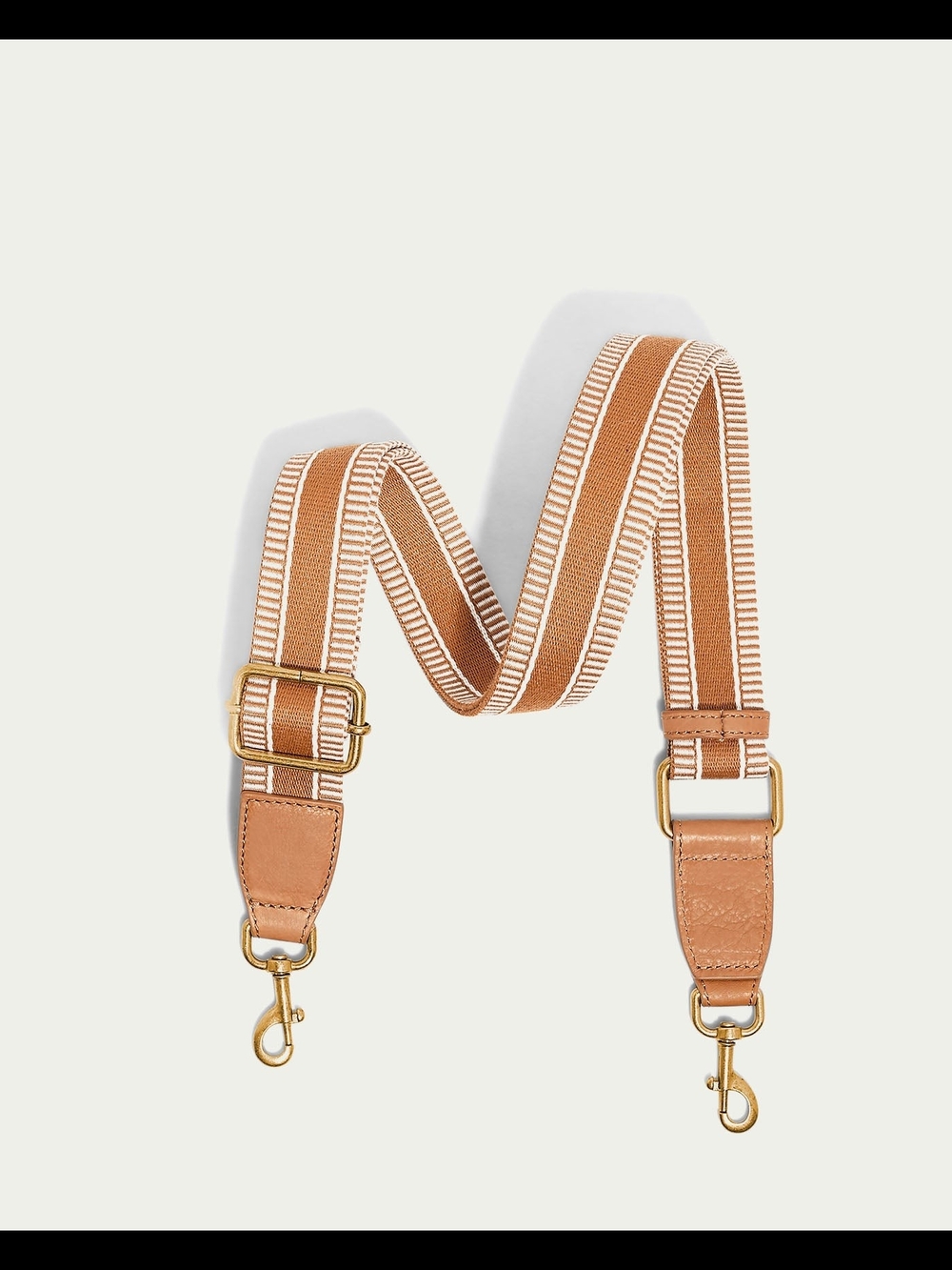 NWOT Striped Bag Webbing With Leather Crossbody Strap Nutmeg
